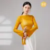 Traje de danza clásica para mujer, vestido de gasa para danza china, atuendo para práctica de postura corporal y ritmo, manga larga, escote asimétrico de un hombro, dobladillo irregular, atuendo de danza