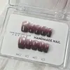 [Original de Ling Luo] Uñas Portátiles Hechas a Mano Chica Oscura Atrevida Negro Degradado Casual Manicura de Alta Gama Productos Terminados Al Por Mayor