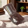 1118 Billetera para Hombre de Comercio Exterior Billetera de Cuero Genuino Billetera para Monedas Venta al por Mayor Bolso de Mano de Gran Capacidad Ranuras Múltiples para Tarjetas Casual Retro
