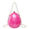 Bolsa de Muñeca de Moda de Venta Caliente Transfronteriza, Nuevo Estilo, Elegante Bolso Ovalado con Perlas, Bolso Cruzado para Hombro, Bolso de Noche para Bodas y Fiestas
