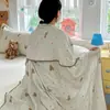 Manta de Gasa de Doble Capa 100% Algodón Clase A, Colcha de Gasa Arrugada de Algodón Puro para Verano, Grado Materno e Infantil, Adecuada para Niños de Guardería, Manta para Siesta con Aire Acondicionado