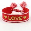 Presente de Dia dos Namorados Tamanho Ajustável Cor Fita Bordada Amor Borla Carta Charm Bracelet