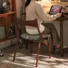 Silla Individual Creativa Retro de Tapa Blanda, Silla de Ocio de Madera Maciza para Apartamentos Pequeños, Silla de Comedor para el Hogar con Respaldo, Silla de Estudio, Silla de Maquillaje
