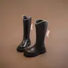 Sapatos de Menina Botas Longas Infantis 2024 Primavera e Outono Novos Inverno Cano Longo Cano Alto Botas de Couro Pequena Princesa Meninas Show