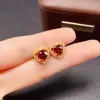 Aretes de Garneta Natural Transfronterizos, Joyería de Plata 925 de Alta Gama de Nicho, Venta Directa de Fábrica de Joyería 6*6 Incrustados