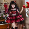 Vestido de Princesa Diablita de Halloween Disfraz Cosplay de Vampiro para Niñas Vestido Infantil Lolita con Tirantes para Todas las Estaciones