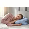 Almohada cervical de espuma viscoelástica con forma de mariposa, tela azul refrigerante antibacteriana impermeable, tamaño 60x41x10/15cm