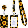 Venta Caliente Transfronteriza Girasol Estampado de Leopardo Girasol Impresión UV Telescópico Hebilla de Fácil Extracción Insignia Identificación Correa para Teléfono Móvil Portatarjetas