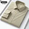 Camisa masculina de manga longa em tecido oxford 100% algodão com bolsos, adequada para pais de meia-idade, camisa masculina versátil
