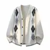 Suéter cárdigan para hombre estilo coreano nuevo Otoño 2026, Tejido jacquard moderno, Chaqueta suéter casual para hombre