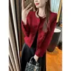 Elegante Chaqueta de Tweed Estilo Francés con Acabado de Alta Gama, Estilo Socialité, Cuello Redondo, Tweed con Perlas, Top Versátil y Elegante