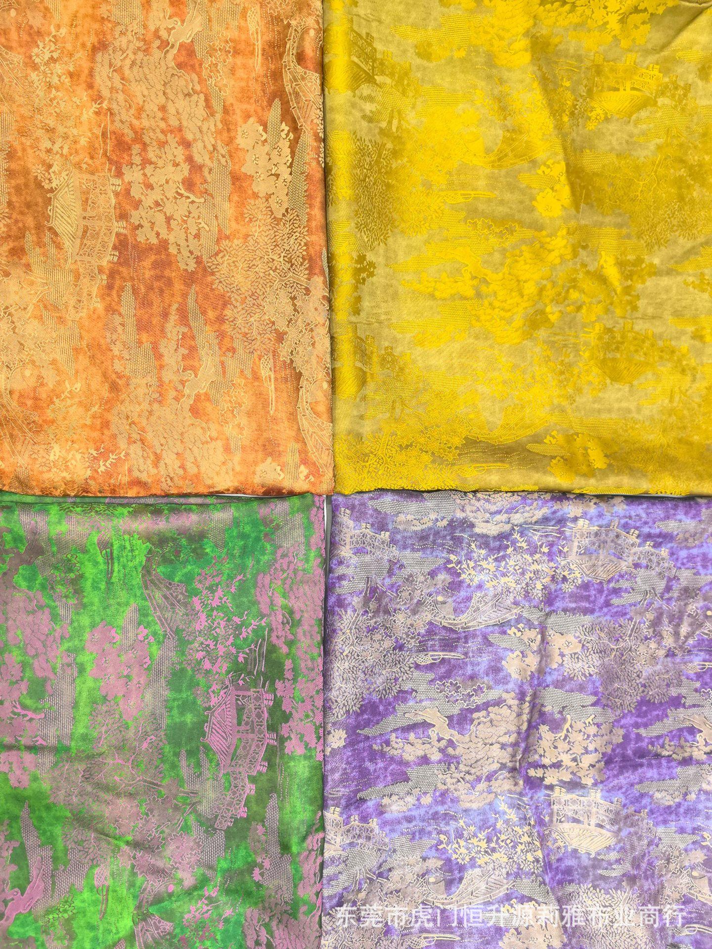 新中式人丝小乔提花面料 扎染印花工艺 适用于马甲衬