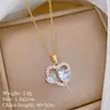 Acero de Titanio Corazón Lleno de Circonita Diamantada Estilo de Corte Temperamento Hermoso Collar Totalmente Diamantado para Mujer Cadena Versátil para Clavícula Cadena de Acero de Titanio