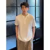 Camiseta Henley de Lino Gris Oscuro para Hombre, Estilo Old Money Relajado de Manga Corta, Hombro Normal de Estilo Americano, Manga Media