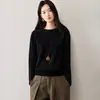 Nuevo Suéter de Cachemira para Mujer Otoño/Invierno 2026, Cachemira Pura de Cabra, Manga Larga, Cuello Redondo, Top Versátil, Suéter de Punto Cálido, Engrosado