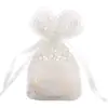 Bolsa de encaje blanca con agujeros pequeños de 10*14 cm, bolsa para guardar joyas, al por mayor en stock, fondo redondo, seda de leche, bolsillo creativo de cordón