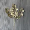 Flores Plásticas de Casamento, Flores Douradas, Decoração de Hotel para Casamento, Balde de Bênçãos de Ano Novo, Arranjo de Flores com Frutas de Azevinho, Venda Direta da Fábrica