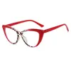 Nuevas Gafas de Moda con Personalidad Color-Block Ojo de Gato Sin Graduación Marco de Gafas Ins Moda Simple Retro Estilo Callejero Anti Luz Azul