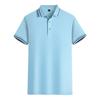 Polo de algodón mercerizado con inserción de color, camiseta con solapa con logotipo estampado personalizado, overol publicitario de alta gama para empresa personalizado