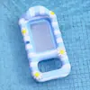 Grande Cadeira de Piscina Inflável para Adultos com Design Floral Listrado Retrô, Encosto, Colchonete Flutuante com Porta-Copo, Cama Flutuante para Água