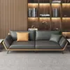 Sofá para Escritório de Chefe Couro Genuíno Recepção de Negócios Sofá Simples Moderno de Lazer Conjunto com Mesa de Centro