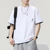 Camiseta Branca Pesada Estilo Americano Tendência para Homens, Manga Curta, Corte Solto, Tamanho Grande, Algodão Puro, Cor Café, Moda Verão, Camiseta de Meia Manga Estilo Ins