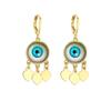 Pendientes de Aro Aogu Diseño de Nicho Chapado en Cobre Oro Real Ojo del Diablo Corazón Pendientes de Aro para Mujer Pendientes de Nicho Suministro Transfronterizo