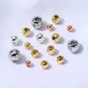 Cuentas Pequeñas Doradas Lisas de Color Conservante Chapadas en Oro de 18 Quilates con Agujeros Rectos, Cuentas Redondas para Accesorios de Joyería DIY, Pulseras, Collares y Cuentas Sueltas