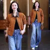 Chaqueta Corta Patchwork a Cuadros Falsa con Sensación de Diseñador para Mujer 2026 Otoño Nueva Holgada Adelgazante Casual Chaqueta Top