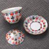 Tigela de tampa de flutuação de cerâmica Retro Guofeng Thousand Buddha Zen Orchid Pavilion Set Sequence Rotating Cover Bowl Kung Fu Tea Set Tea Bowl