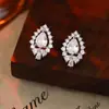 Brincos de Gota d'Água de Zircônia de Luxo de Alta Qualidade Agulha de Prata S925 Tachas Super Brilhantes Brincos de Moda Elegantes Europeus e Americanos Atacado para Mulheres