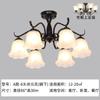 Candelabro Vintage Estilo Francés, Lámpara Minimalista Estilo Americano para Sala de Estar, Luminaria de Techo, Arte de Vidrio y Hierro, Candelabro Pequeño Negro para Dormitorio