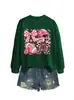 Amazon eBay Estación Independiente Moda Casual Versátil para Mujer Animadora Cuadros Lazo Sudadera Deportiva Comercio Exterior