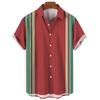 2024 Nova Camisa 3D Impressa Camisa de Manga Curta Masculina Tamanho Europeu Listrada Praia Havaiana Camisa Masculina Top