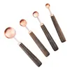 Juego de Tazas y Cucharas Medidoras Juego de Cucharas y Tazas Medidoras de Madera de Nogal Juego de Ocho Piezas de Cucharas Medidoras Doradas Rosadas Herramientas para Hornear