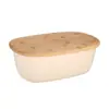 Caja de Pan Grande con Tapa de Bambú Conservación de Pan Bolsa para Tostadas Baguette Caja de Almacenamiento para Repostería Caja de Almacenamiento de Plástico para Exteriores Cuadrada