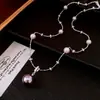 Collar Deslizante de Perla y Circonita Francesa, Cadena para Clavícula Simple, de Moda y Versátil, Collar de Lujo Ligero y de Alta Gama para Mujeres