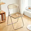 Silla Plegable Famosa en Internet, Silla Transparente Acrílica, Silla de Manicura Famosa en Internet para Tomar Fotos, Taburete Simple Plegable de Cristal para Comedor