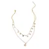 Gargantilla con colgante de estrella de mar elegante coreana, collar Mori con doble capa de estilo estético de celebridades cibernéticas, collar de clavícula con estrella