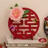 Adornos Creativos Estéreo de Palabras Felices Boda Tela No Tejida Doble Palabra Feliz Madera Festivo Decoración de Habitación de Boda Decoración de Sala de Estar de Boda