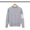 Novo Suéter de Lã Tb com Gola Redonda e Quatro Listras, Malha Básica Estilo Coreano, Jaqueta Jacquard Slim-Fit