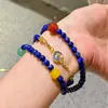Pulseira Multi-Círculos Design Retro de Alto Padrão Lápis Lazúli Natural