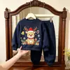 Conjunto de Primavera y Otoño para Niñas Nuevo Sudadera Navideña y Pantalones Jogger Set de Dos Piezas Ropa Elegante de Otoño para Niñas Ropa Infantil al por Mayor