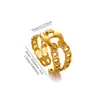 Anillo abierto de acero inoxidable estilo ins transfronterizo Europa y Estados Unidos para mujer, anillo geométrico irregular exagerado retro de oro de 18 quilates