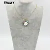 WT-JN266 color reflectante patrón espiral natural concha blanca redondo colgante collar de cuentas chapado en oro de 18 quilates