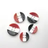 Botão de Resina Listrado Tricolor Vermelho Branco Azul Quatro Furos Camisa Botão de Camisa Botão de Manga Gola DIY Feito à Mão