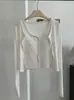 Cardigan de algodão canelado com gola redonda e mangas compridas KEKEZOON + top sem mangas com sutiã embutido, conjunto de duas peças, estilo 9106