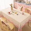 2026 Nuevo Estilo Lujo Ligero Gama Alta Mantel para Mesa de Comedor Mantel Rectangular para Mesa de Café Mantel Estilo Crema Impermeable y a Prueba de Aceite No Lavable