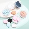 Borla de polvo de cuero personalizada al por mayor con cojín de aire, para maquillaje en seco y húmedo, de doble uso, con forma de gota de agua y punta de pulgar, pequeña, para dedo.