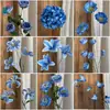 26 Anos de Materiais Florais Azul Escuro de Alta Qualidade, Materiais de Flores de Seda para Vitrines, Paisagismo, Adereços para Estúdio de Fotografia, Flores Artificiais
